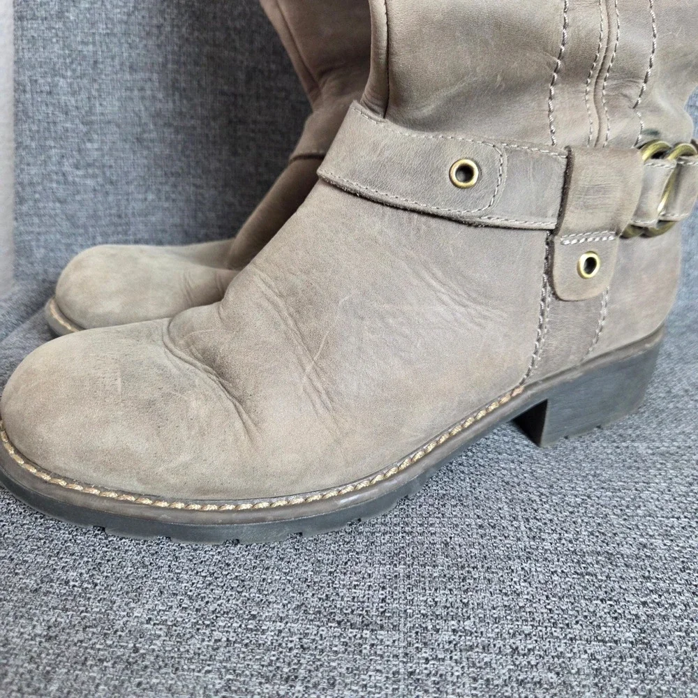 Clarks Orinoco Step Leather Riding Boots Women's 7.5M Brown Taupe